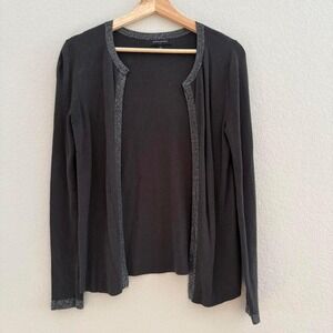 Banana Republic Cardigan Ribbed Knit‎ Open Front Sparkle Trim Gray M